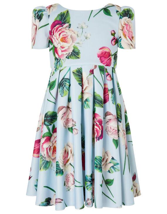 Floral Scuba Dress Blue