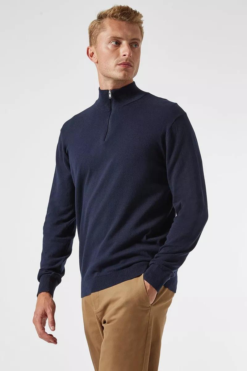 Burton Menswear London Navy Half Zip Jumper