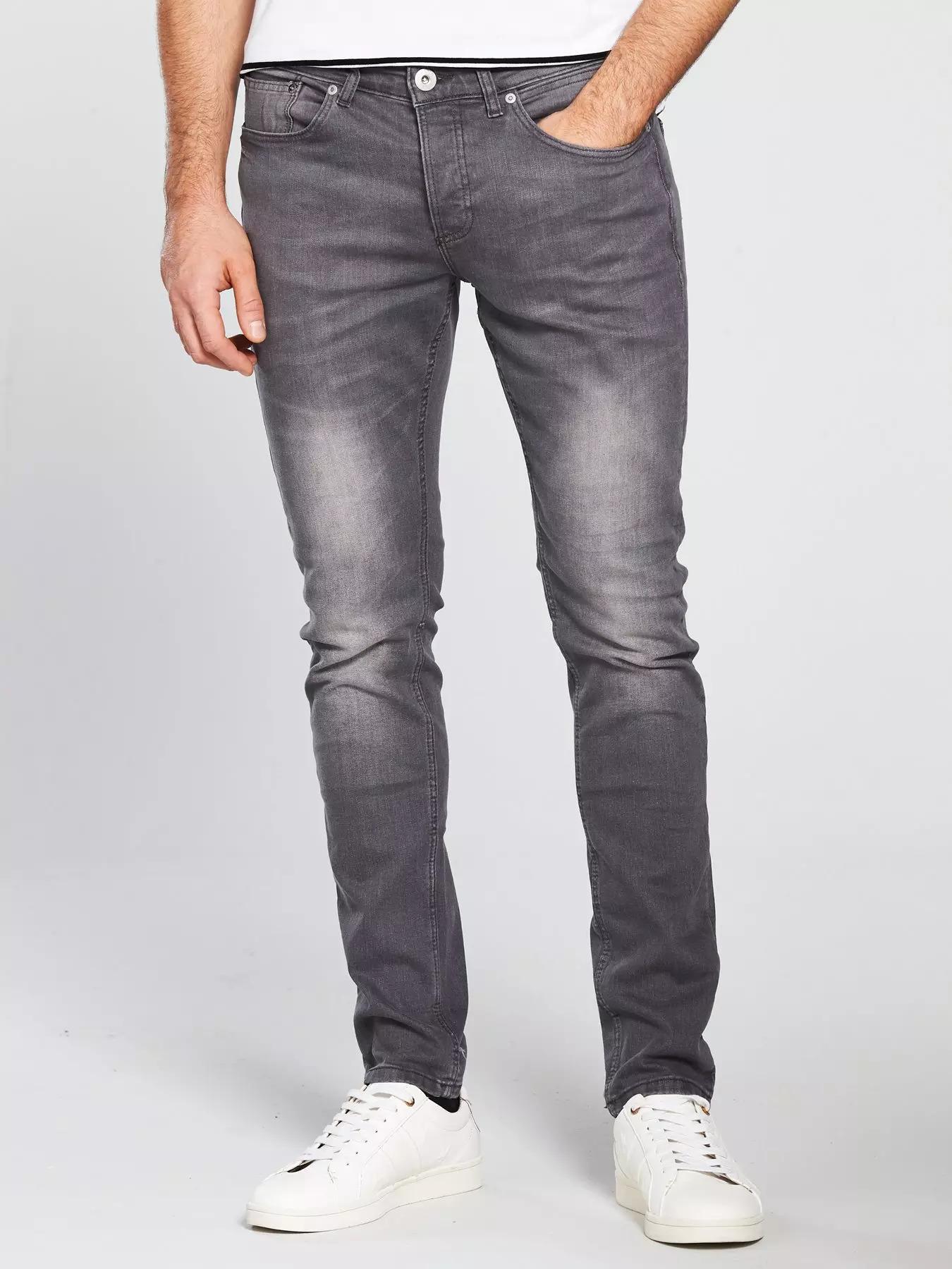 River Island Grey Wash Fade Dylan Slim Fit Jeans