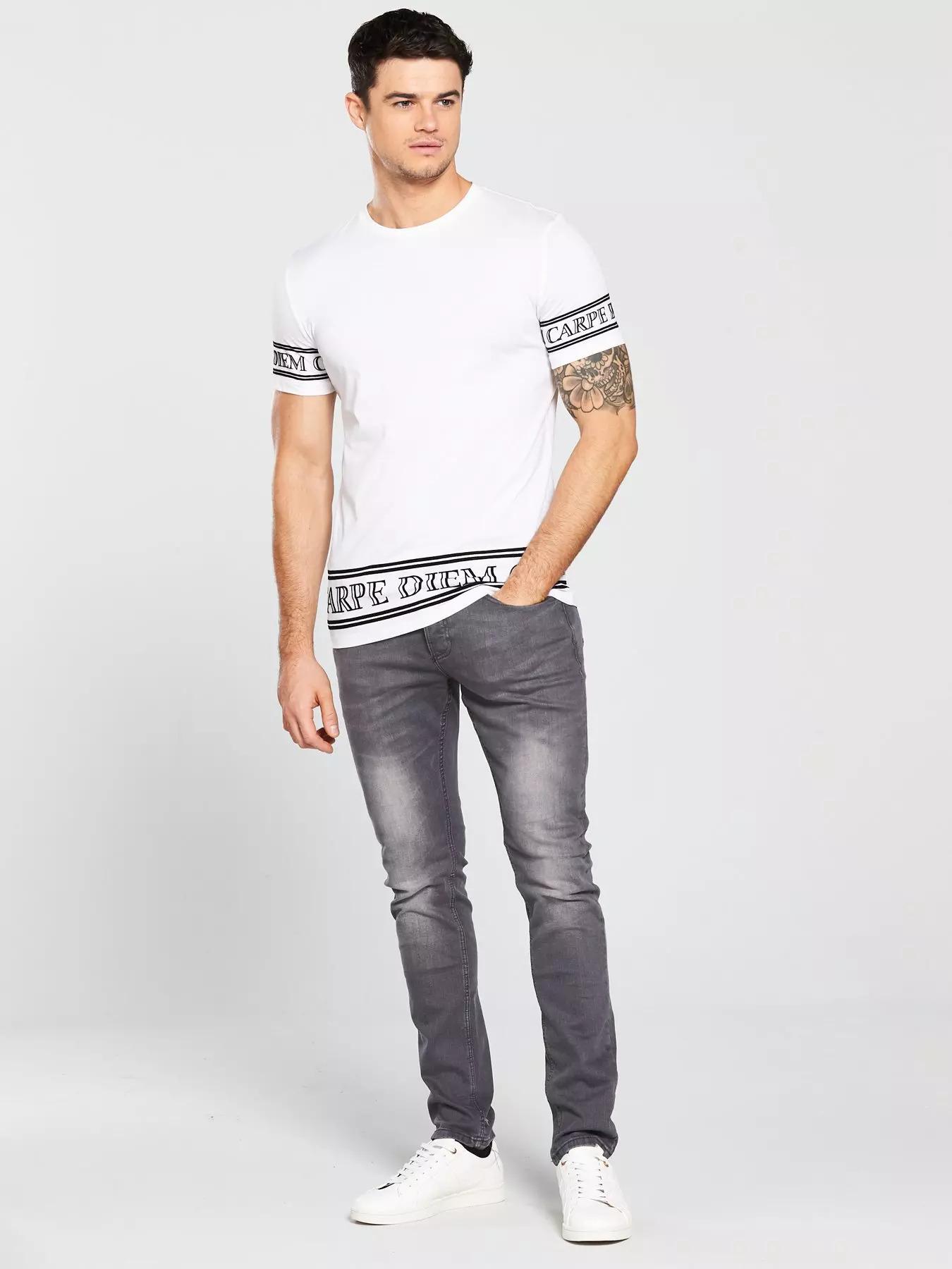 River Island Grey Wash Fade Dylan Slim Fit Jeans